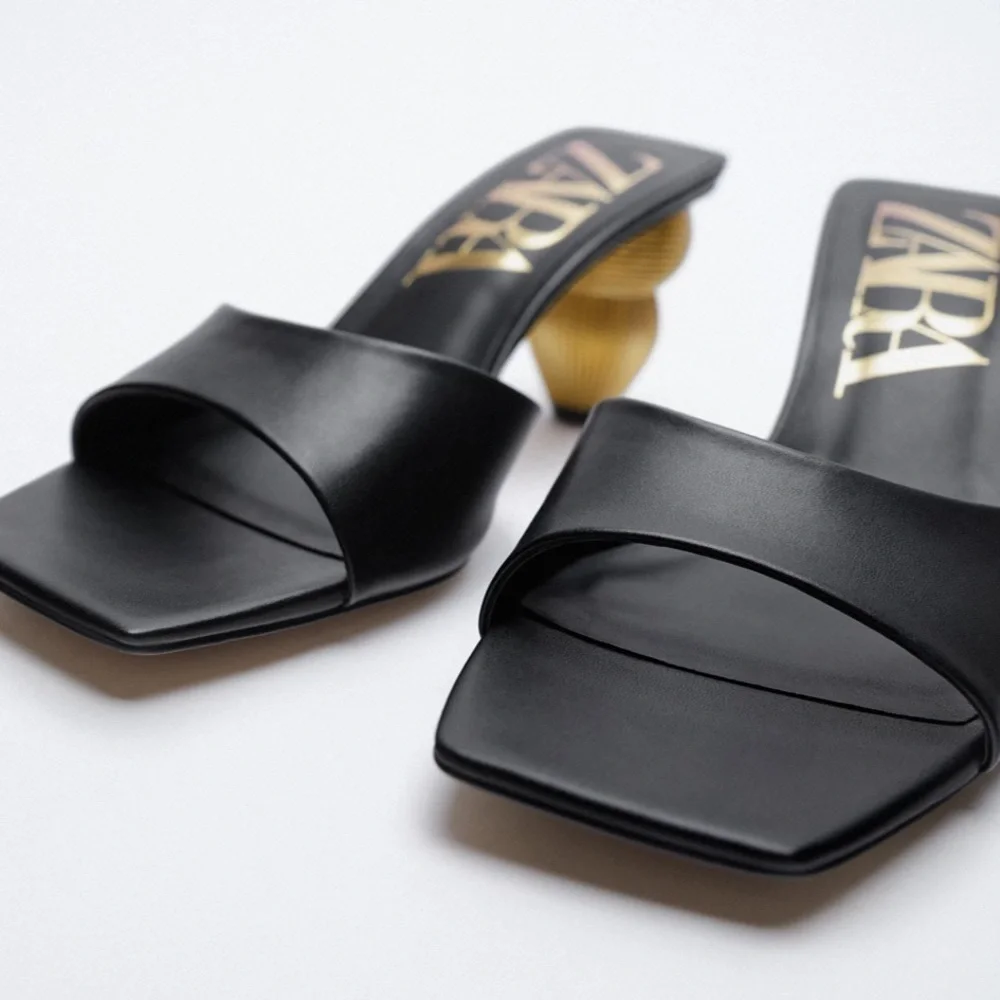 ZARA Metallic Heel Slides